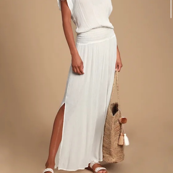 Lulus La Ola White Beaded Sheer Maxi Swim Cover-up - Size S - Picture 6 of 6